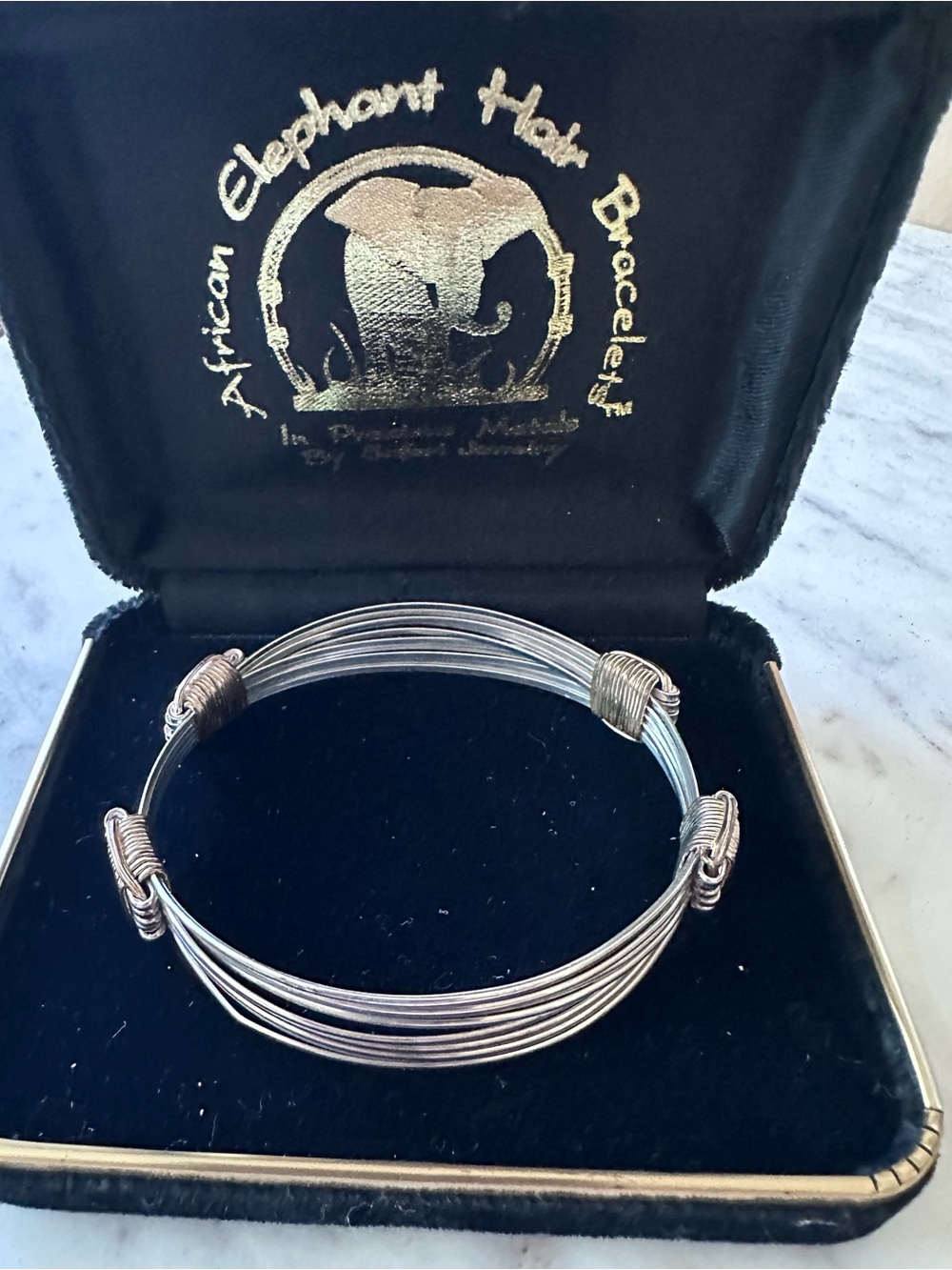 Safari Jewelry African Elephant Hair Silver5-Strand Two-Tone SS Gold Filled Cuff